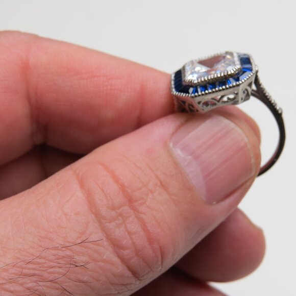 *Sterling Silver Diamond & Sapphire Ring Band - Picture 4 of 5